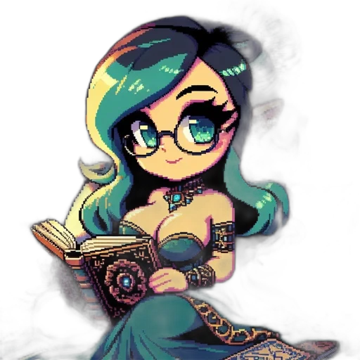 dress, staff, fantasy art, pixel art transparent PNG cut-out