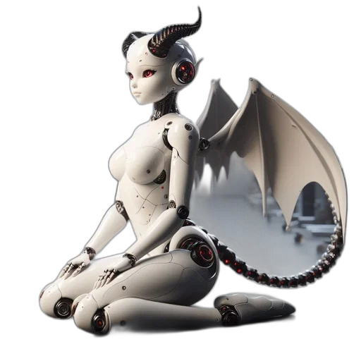 dragon, robot, 3d render, concept art transparent PNG cut-out