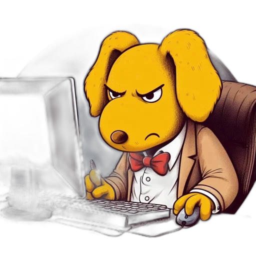 cartoon, anthropomorphic, golden, dog transparent PNG cut-out