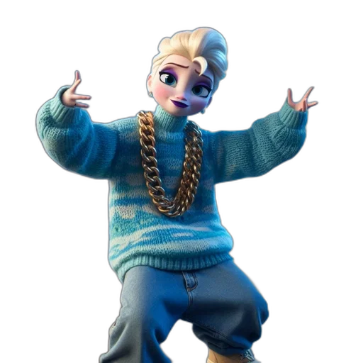 jacket, jewelry, face, 3d render transparent PNG cut-out