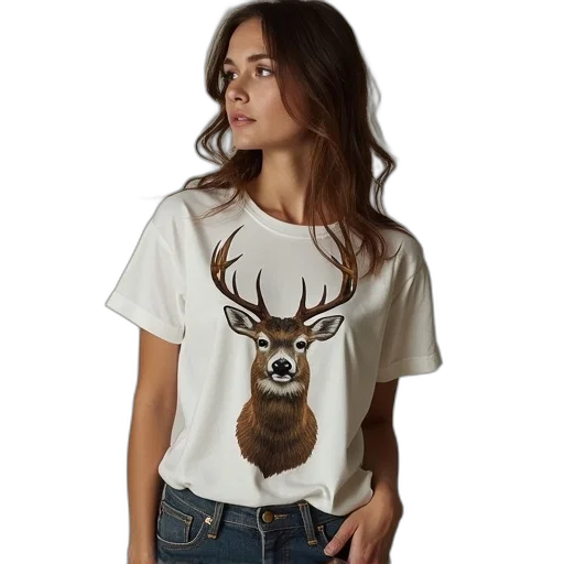 animal, deer, women, shirt transparent PNG cut-out