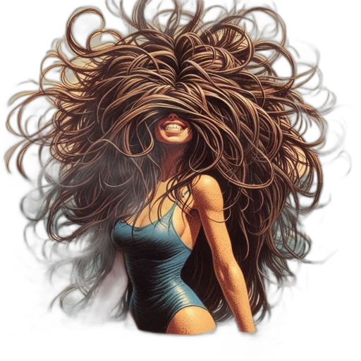 hair, mask, dress, photorealistic transparent PNG cut-out