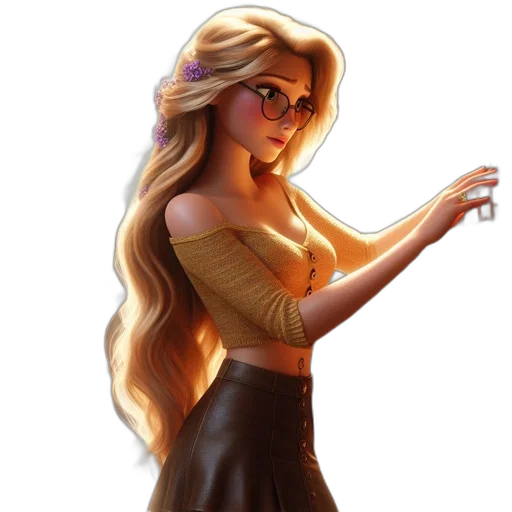 dress, staff, hair, fantasy art transparent PNG cut-out