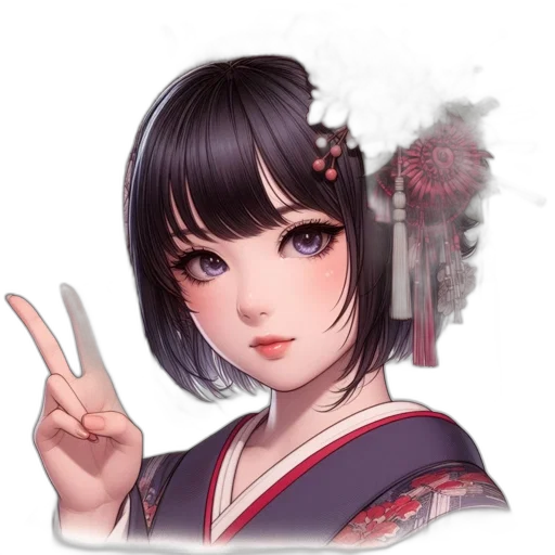 face, staff, flower, anime transparent PNG cut-out