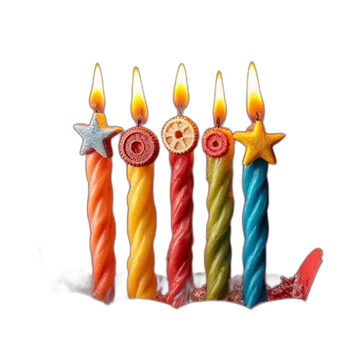 staff, multicolored, candles, stars transparent PNG cut-out