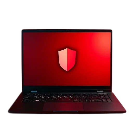 sleek, black, laptop, red transparent PNG cut-out
