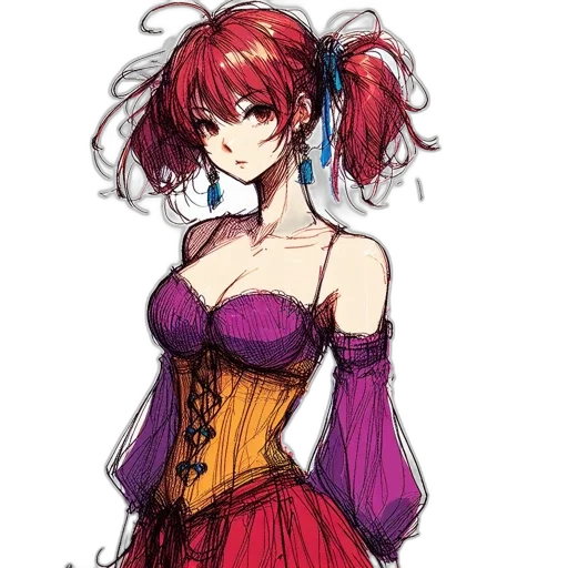 dress, concept art, watercolor, anime transparent PNG cut-out