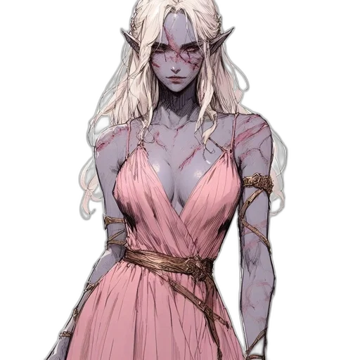dress, creature, staff, concept art transparent PNG cut-out