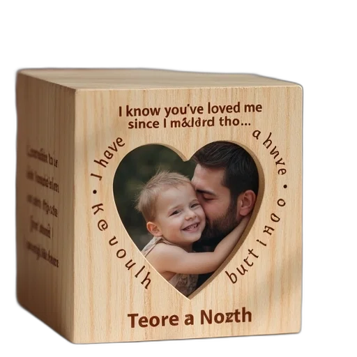 personalised, wooden, photo, cube transparent PNG cut-out
