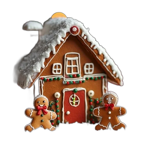 3d render, snow, gingerbread, fact transparent PNG cut-out