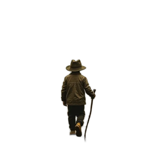 staff, hat, jacket, weapon transparent PNG cut-out