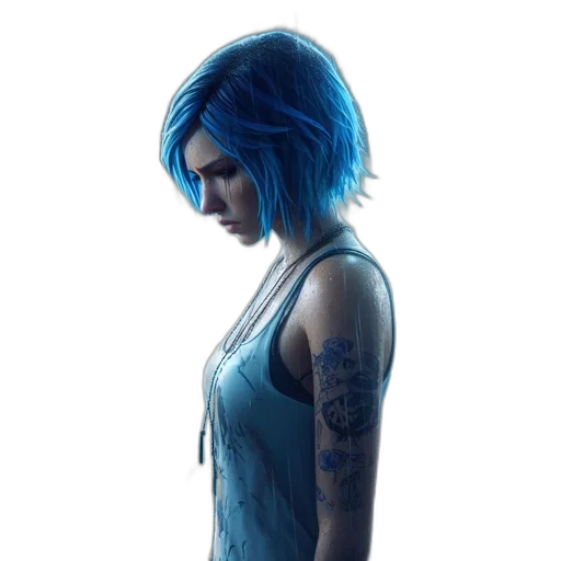 dress, concept art, cyberpunk, comic book art transparent PNG cut-out