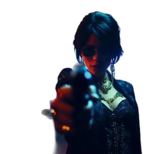 weapon, jacket, staff, cyberpunk transparent PNG cut-out