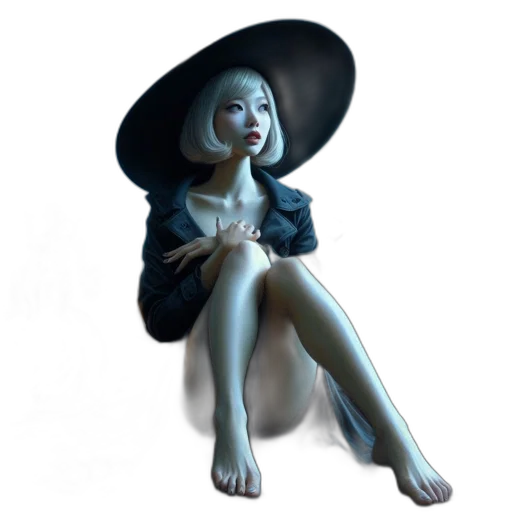 dress, hat, creature, staff transparent PNG cut-out