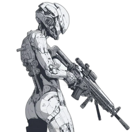 robot, weapon, dress, concept art transparent PNG cut-out