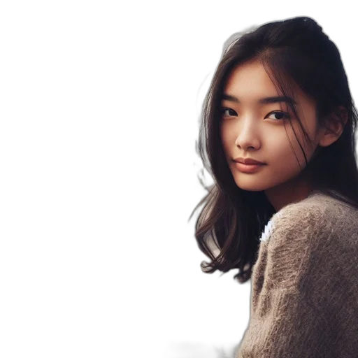 face, photorealistic, monochrome, earth tones transparent PNG cut-out