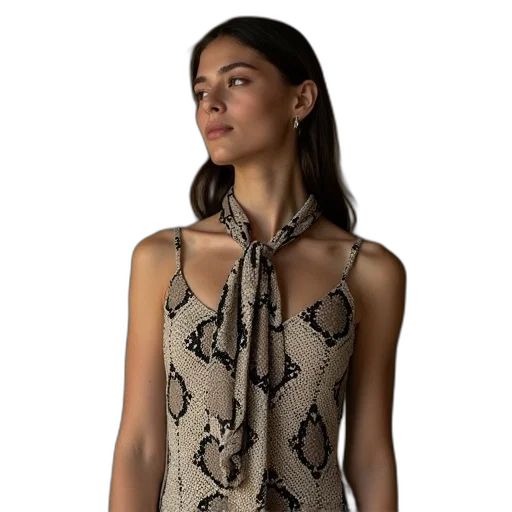 dress, jewelry, earth tones, model transparent PNG cut-out