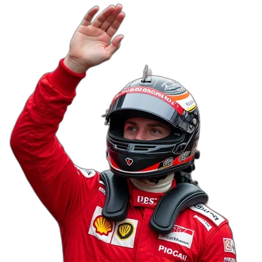victorious, driver, celebrates, winning transparent PNG cut-out