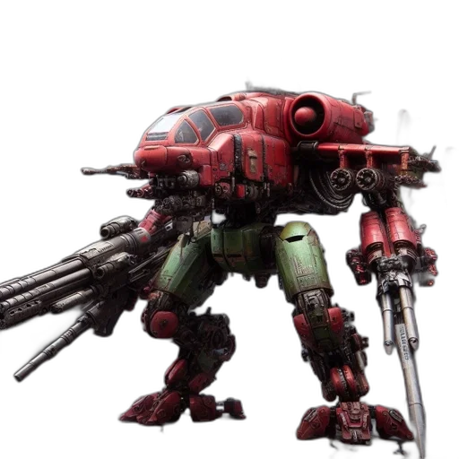 robot, weapon, concept art, 3d render transparent PNG cut-out