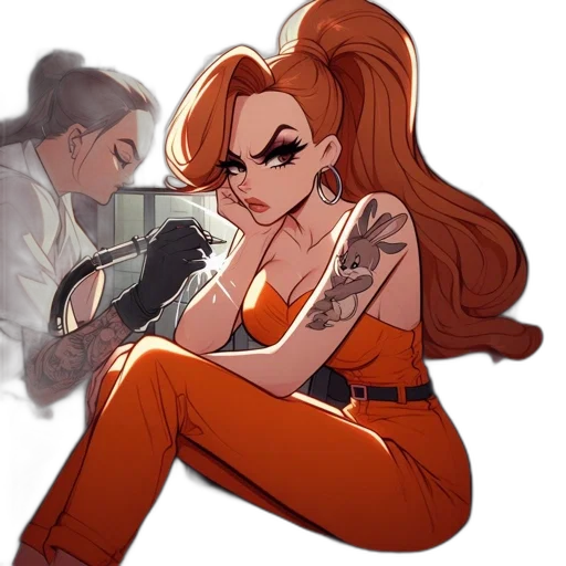 weapon, jacket, hair, comic book art transparent PNG cut-out