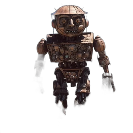 robot, creature, staff, weapon transparent PNG cut-out