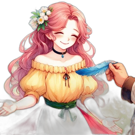 dress, staff, weapon, flower transparent PNG cut-out