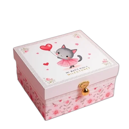 pink, white, box, cute transparent PNG cut-out