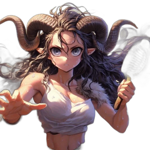 hair, weapon, staff, mask transparent PNG cut-out