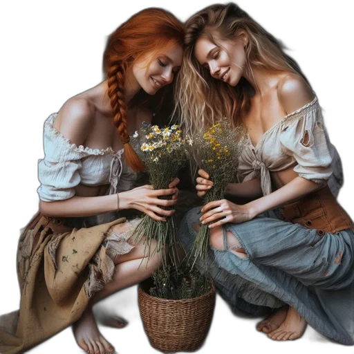 flower, photorealistic, oil painting, fantasy art transparent PNG cut-out
