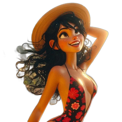 dress, hat, cartoon, comic book art transparent PNG cut-out