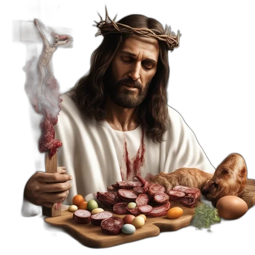 food, photorealistic, man, dark transparent PNG cut-out