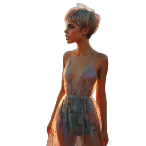 dress, jacket, face, concept art transparent PNG cut-out