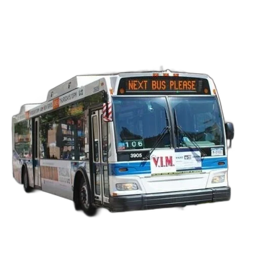 3d render, white, bus, words transparent PNG cut-out