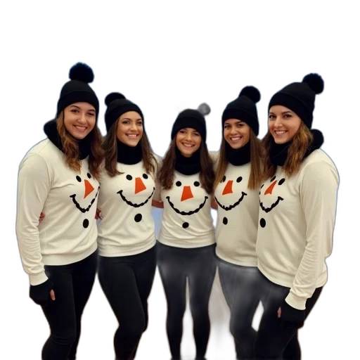 group, people, dressed, winter-themed transparent PNG cut-out