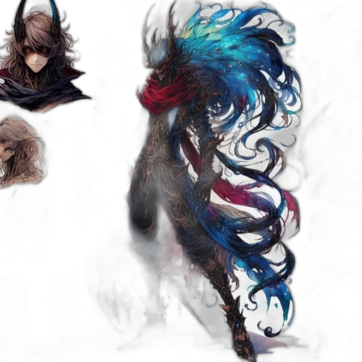 creature, mask, hair, concept art transparent PNG cut-out