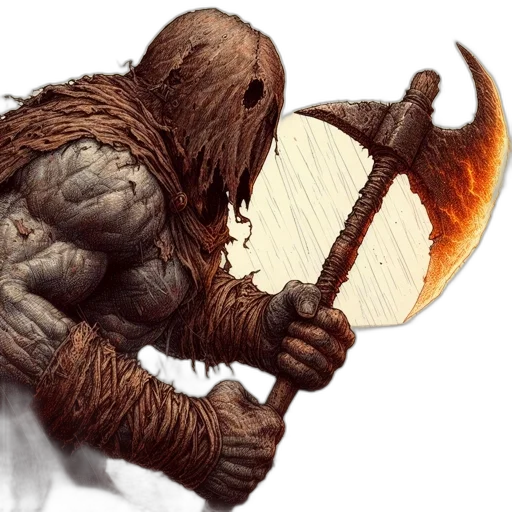 creature, sword, mask, staff transparent PNG cut-out