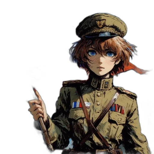 jacket, weapon, staff, hat transparent PNG cut-out