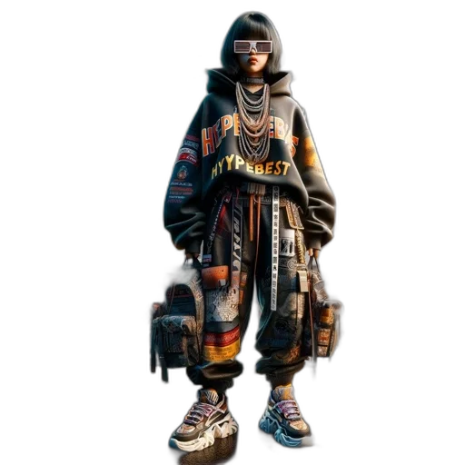 jacket, weapon, staff, cyberpunk transparent PNG cut-out