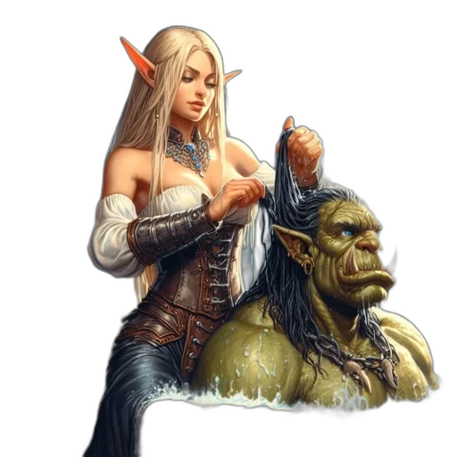 staff, dragon, creature, hair transparent PNG cut-out