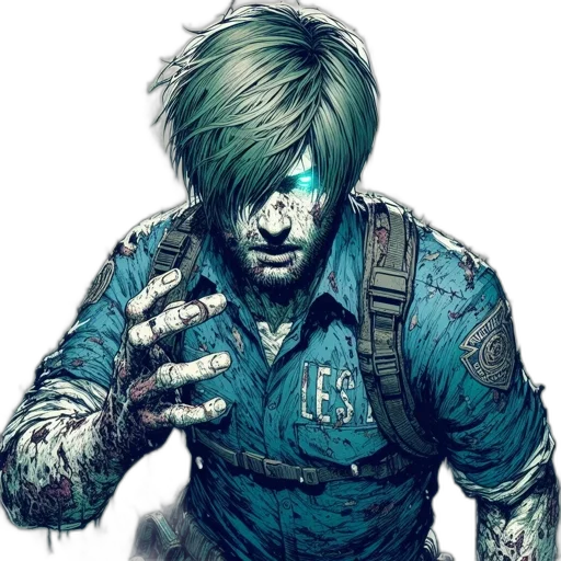 face, comic book art, concept art, cyberpunk transparent PNG cut-out
