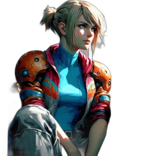 robot, jacket, face, weapon transparent PNG cut-out