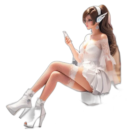 dress, robot, concept art, 3d render transparent PNG cut-out