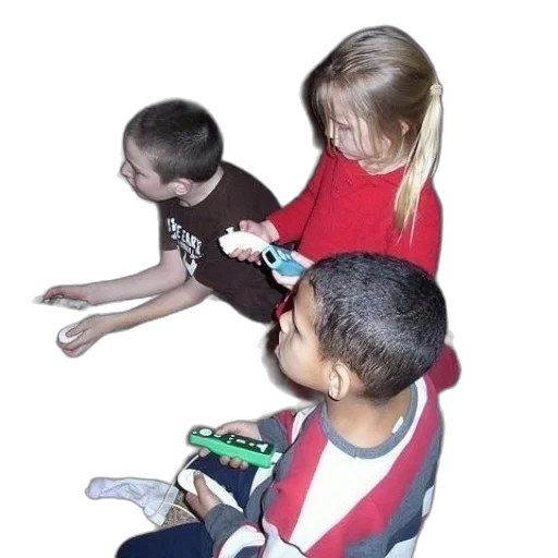 3d render, three, children, sit transparent PNG cut-out