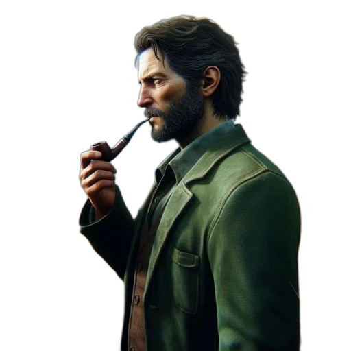 jacket, face, weapon, staff transparent PNG cut-out