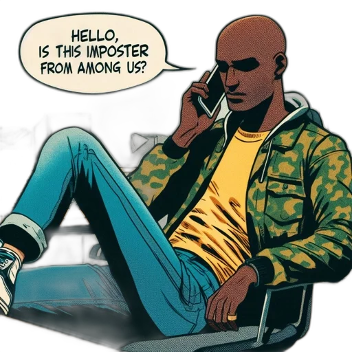 jacket, comic book art, concept art, bald transparent PNG cut-out