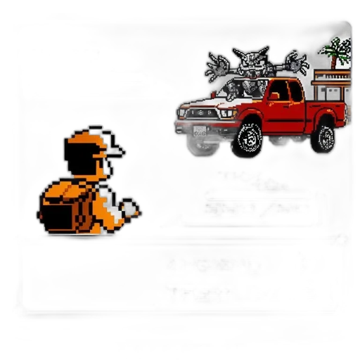 car, robot, weapon, pixel art transparent PNG cut-out