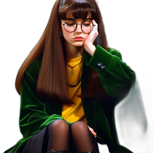 jacket, hair, face, dress transparent PNG cut-out