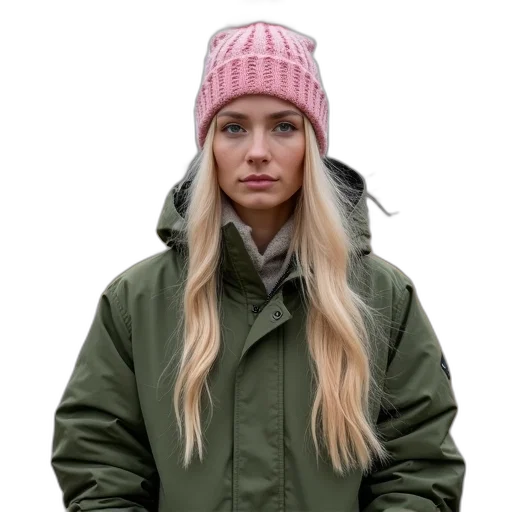 jacket, hat, face, staff transparent PNG cut-out