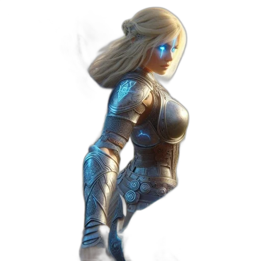 robot, dress, staff, sword transparent PNG cut-out