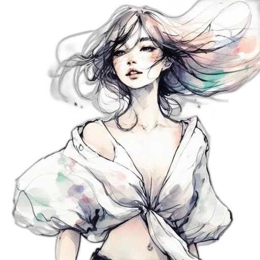 dress, flower, jacket, watercolor transparent PNG cut-out